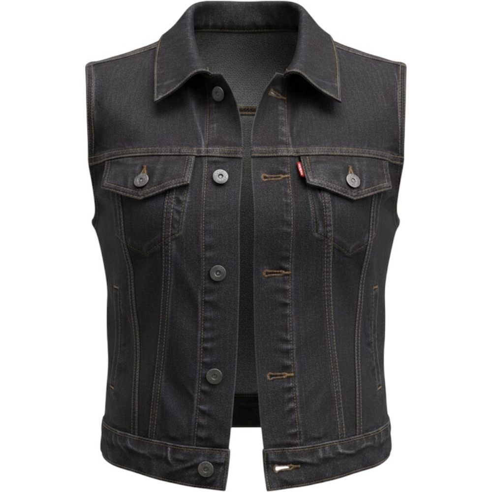 Levi Strauss Womens Dark Indigo Denim Trucker Vest Sleeveless Jean Jacket Small